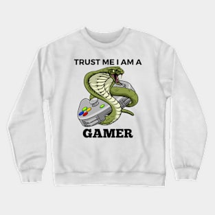 Trust Me I Am A Gamer - Cobra With Gamepad And Black Text Crewneck Sweatshirt